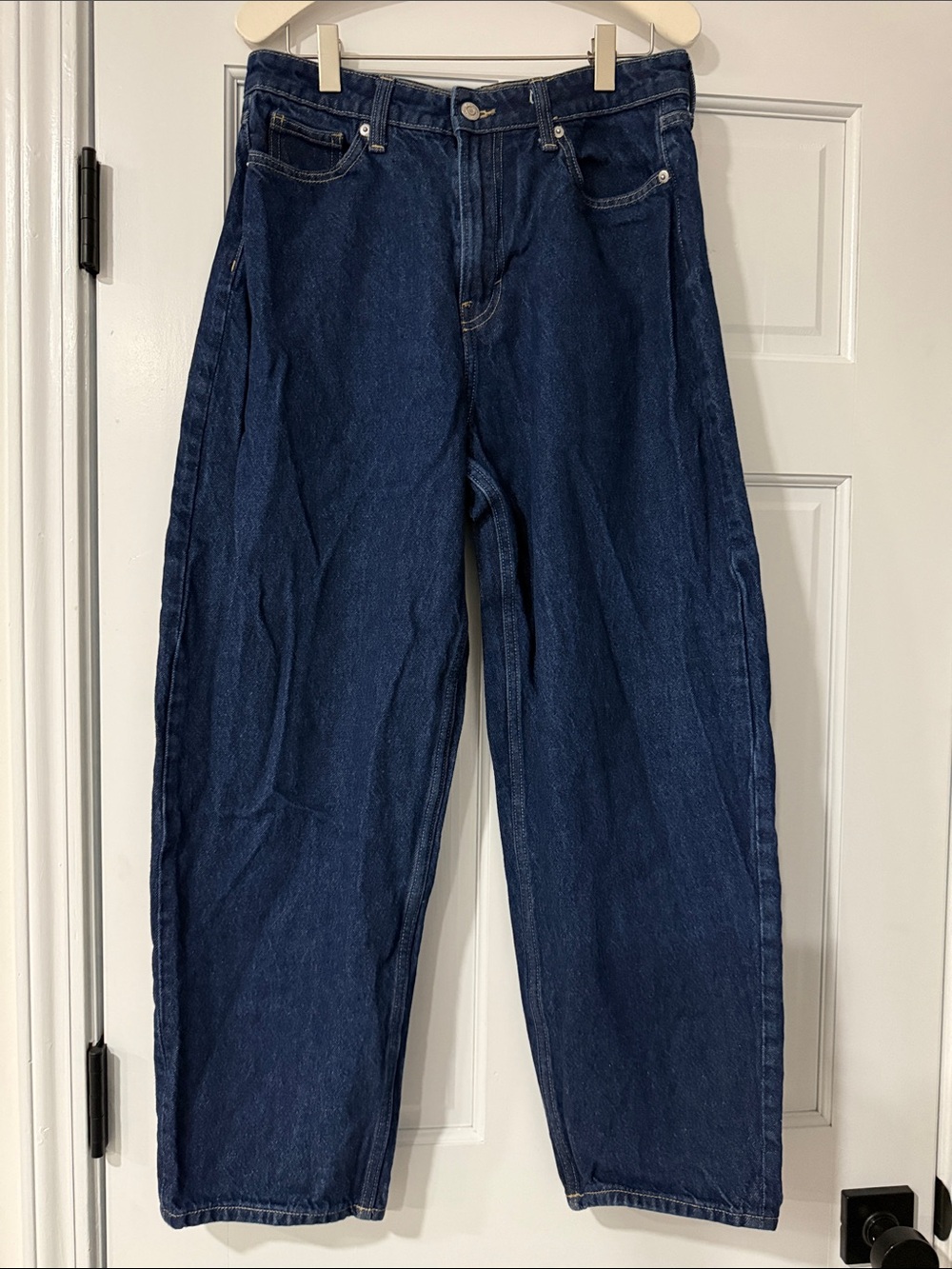 & DENIM Barrel Loose Fit High Waist Dark Blue Relaxed Fit Jeans Coupe Ovale US 4